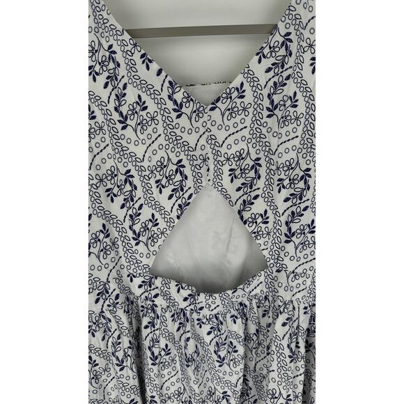 Loft Floral Cutout Back Mini Dress Square Neck Womens 12 New Blue White - Picture 14 of 14